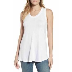 Caslon Women's Crewneck Off Duty Racerback Swing Tank Top White X-Small MSRP $30
